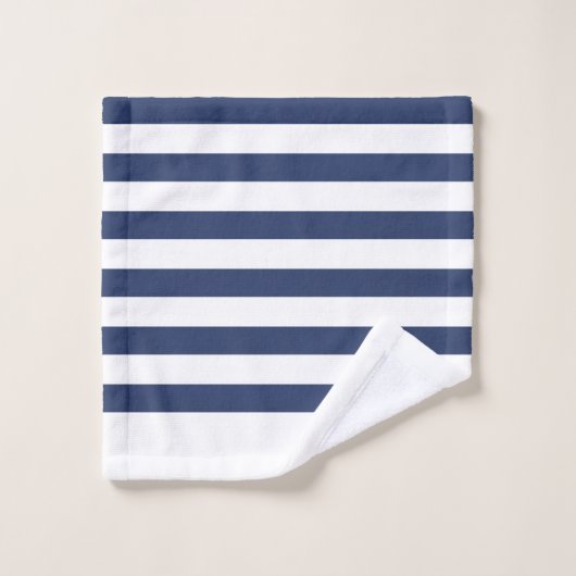 Mannen-monogram Initiaal Blauw-witte strepen Bad Handdoek (Wasdoekje)