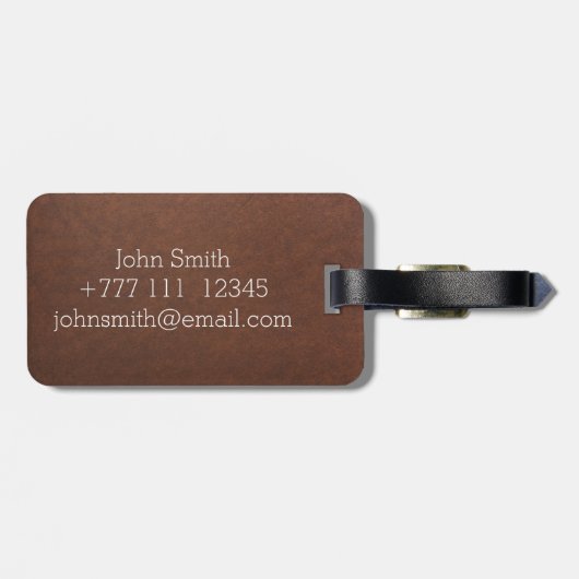 Mannen Monogram lederen textuur Bagagelabel (Achterkant horizontaal)