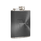 Mannen Monogram Modern Minimalist Gunmetal Grey Heupfles (Rechts)