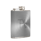 Mannen Monogram Modern minimalistisch Pewter Gray Heupfles (Rechts)