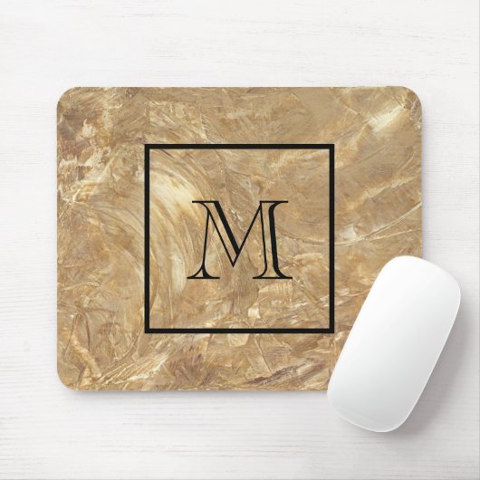 Mannen Monogrammed Creme Marble Muismat (Met muis)