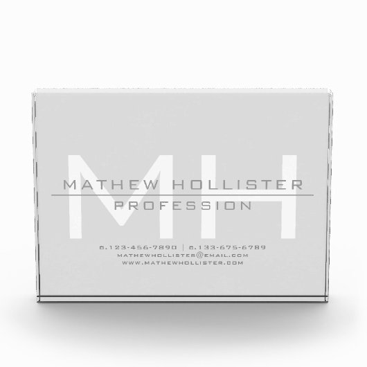 Mannen Monogrammed, Grey Business Fotoblokken (Voorkant)