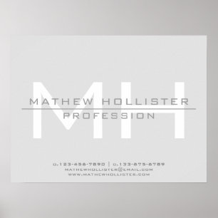 Mannen Monogrammed, Grey Business Poster