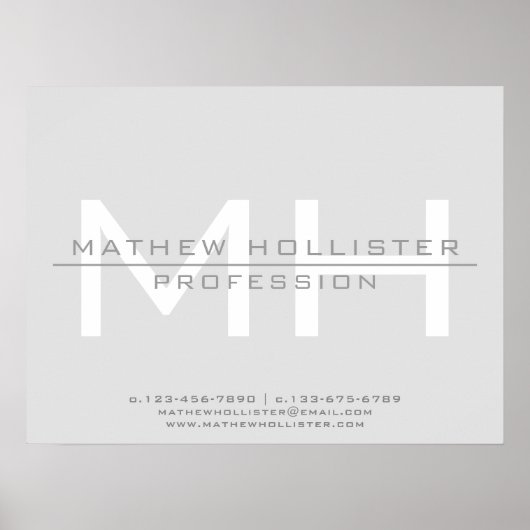 Mannen Monogrammed, Grey Business Poster (Voorkant)