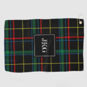 Mannen Monogrammed Moderne Black Green Pset Check Golfhanddoek (Horizontaal)