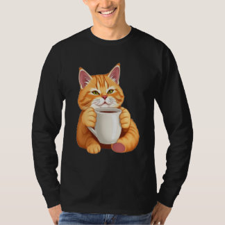 Mannen Mopshoofd Kattenkoffie Grafisch Lange Mouwe T-shirt