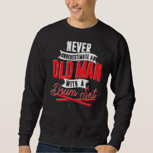 Mannen muzikant drumstel gepensioneerde drummer mu trui