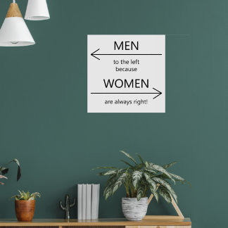 Mannen naar links omdat vrouwen altijd rechts zijn poster