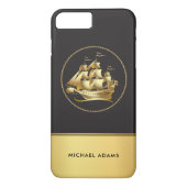 Mannen Nautical Sailing Ship with Monogram Case-Mate iPhone Case (Achterkant)