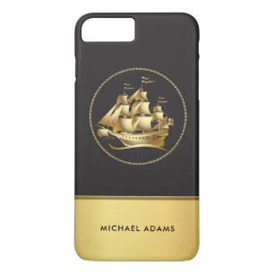 Mannen Nautical Sailing Ship with Monogram iPhone 8 Plus / 7 Plus Hoesje