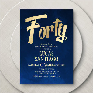Mannen Navy Gold 40e verjaardag uitnodiging
