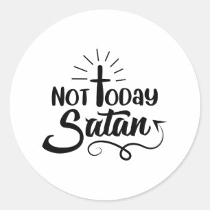 Mannen Niet Vandaag Satan V-hals Graphic T-shirt Ronde Sticker