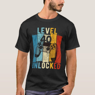 Mannen niveau 40 ontgrendelde video gamer 40 jaar t-shirt