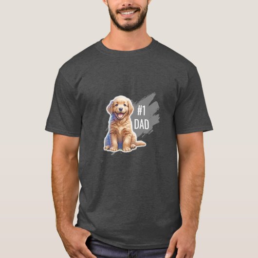 Mannen Nummer 1 Papa Custom Puppy Dog T-shirt (Voorkant)