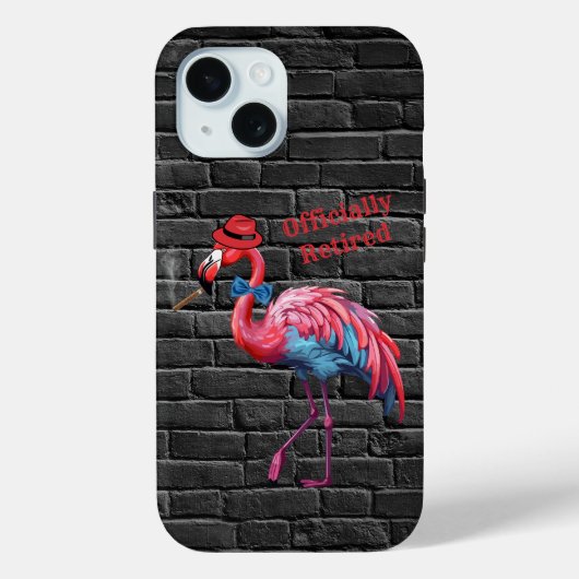 Mannen officieel gepensioneerde Dapper Flamingo Pe Case-Mate iPhone Case (Achterkant)
