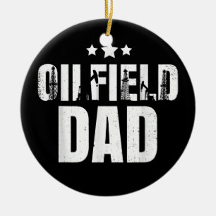 Mannen olierijder Oilfield Dad Oilfield Worker Keramisch Ornament