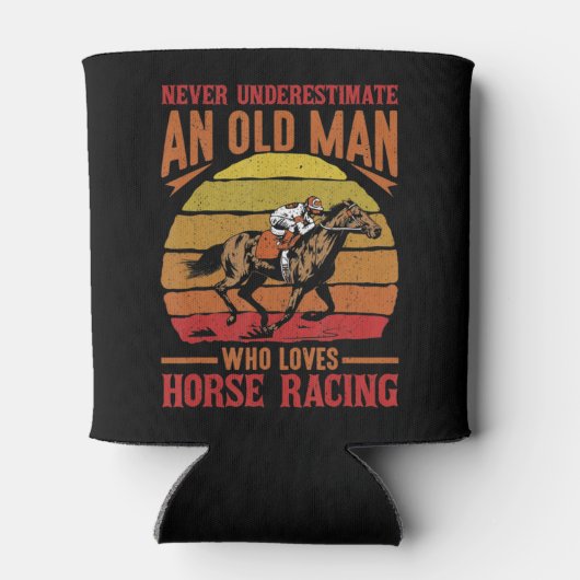 Mannen onderschatten het oude Man nooit met paarde Blikjeskoeler (Achterkant)