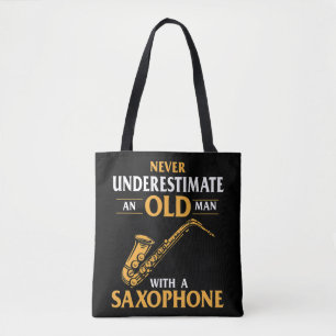 Mannen onderschatten nooit een oud Man met een sax Draagtas