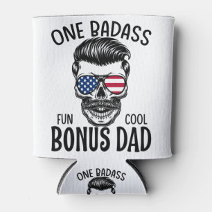 Mannen One Badass Bonus Stap Dad Funny Gift Birthd Blikjeskoeler