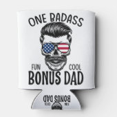 Mannen One Badass Bonus Stap Dad Funny Gift Birthd Blikjeskoeler (Achterkant)