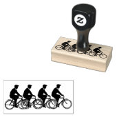 Mannen op fietsen 	rubberstempel (Gestempeld)