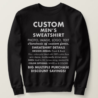 Mannen op maat gemaakte zwarte sweatshirt