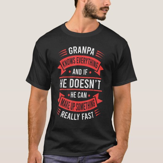 Mannen opa kent alles opa vaders Da T-shirt (Voorkant)