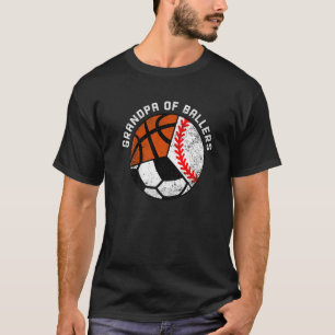 Mannen opa van balletbal Baseball Basketbal T-shirt