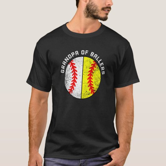Mannen opa van ballethonkbal opa t-shirt (Voorkant)