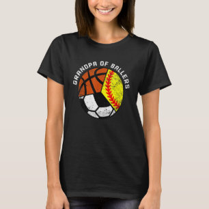 Mannen opa van balletjes Softball Basketba T-shirt