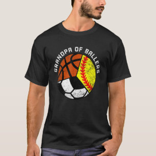 Mannen opa van balletjes Softball Basketba T-shirt