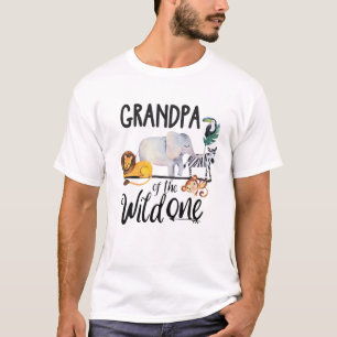Mannen opa van de wilde dierentuin Birthday Safari T-shirt