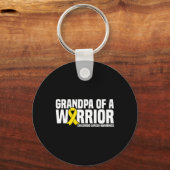 Mannen opa van een krijger lint kinderkanker sleutelhanger (Voorkant)