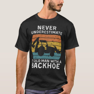 Mannen oud Man met een backhoe Funny Excavator Gif T-shirt