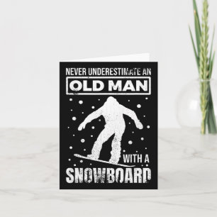Mannen oude snowboarder opa snowboardliefhebber kaart