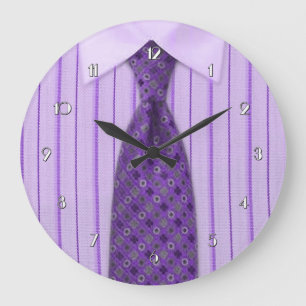 Mannen Paarse Shirt en Stropdas Novelty Wall Clock Grote Klok