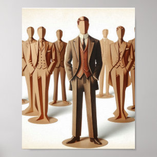 Mannen pakken Mode Papier ambachten kunst Poster