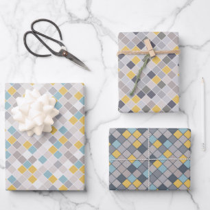 Mannen Pantone Grey Gold Blue set van 3 Wrapping P Inpakpapier Vel