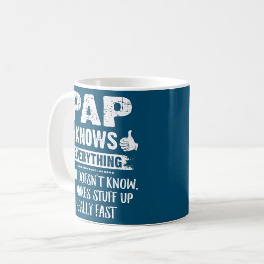 Mannen Pap weet alles van vaders dag grappige pap Koffiemok (Voorkant links)