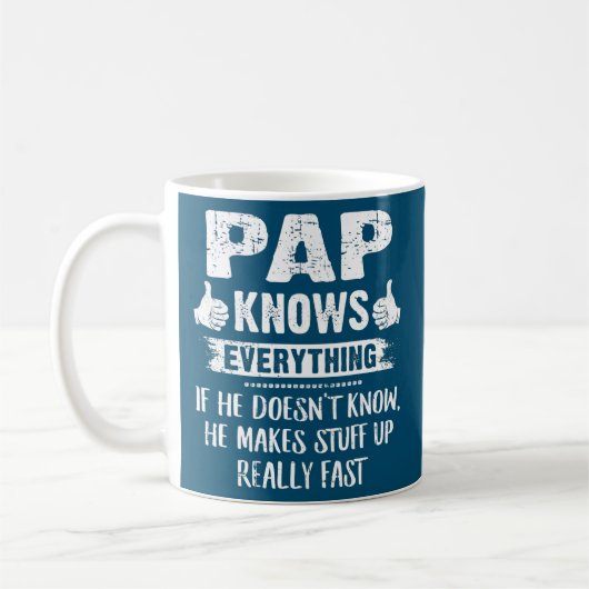 Mannen Pap weet alles van vaders dag grappige pap Koffiemok (Links)