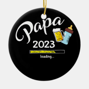 Mannen Papa 2023: Baby en bier in te voeren Keramisch Ornament