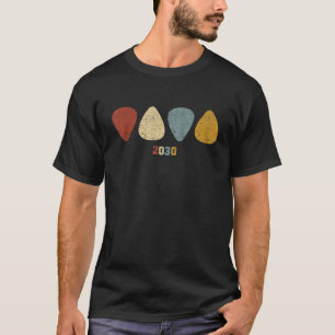 Mannen Papa 2030 Fatherhood Guitar Pick Musi T-shirt