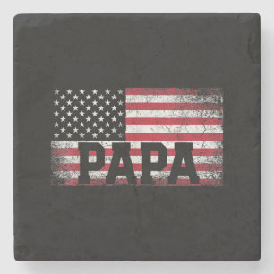 Mannen Papa Amerikaanse Vlag Vaderdag 4 juli G Stenen Onderzetter