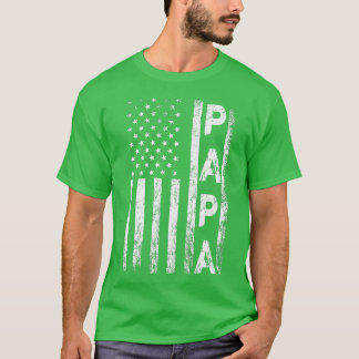 Mannen Papa -Amerikaanse vlag Vaderdag 4e o T-shirt