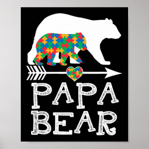 Mannen Papa Beer Autisme Mannen Vader Daddy Autism Poster