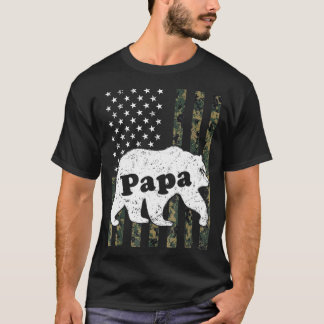 Mannen Papa Beer Camouflage Amerikaanse vlag T-shirt