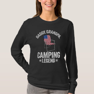 Mannen papa Grandpa Camping Legend American Flag C T-shirt