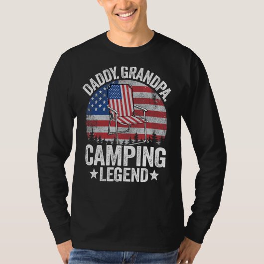 Mannen papa Grandpa Camping Legend American Flag C T-shirt (Voorkant)