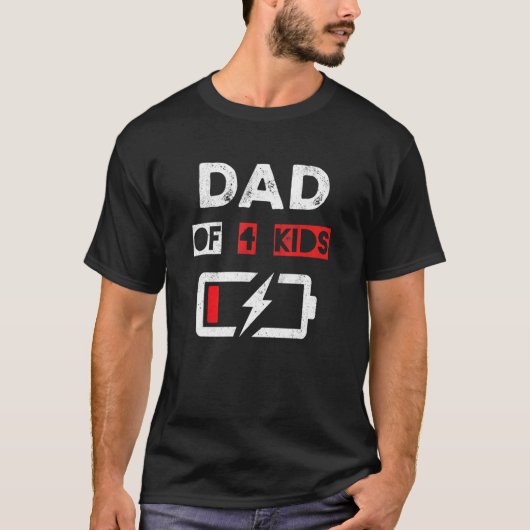 Mannen papa met lage accu vader van vier Kinder ge T-shirt (Voorkant)