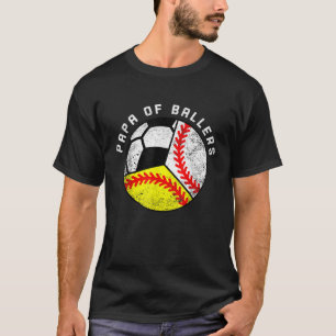 Mannen Papa van Ballers Grappig honkbal softbal vo T-shirt